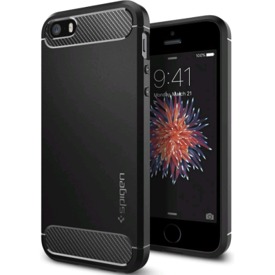 Spigen Θήκη Rugged Armor iPhone 5/5S/SE Tough - Black (041CS20167)