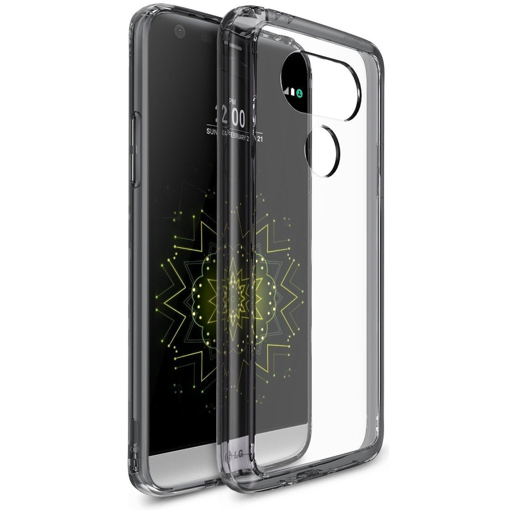Ringke (Fusion) Διάφανη Θήκη LG G5 με TPU Bumper Smoke Black + Screen Protector(7708)