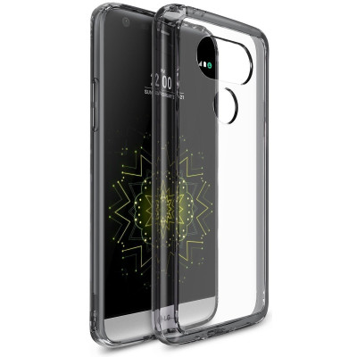 Ringke (Fusion) Διάφανη Θήκη LG G5 με TPU Bumper Smoke Black + Screen Protector(7708)