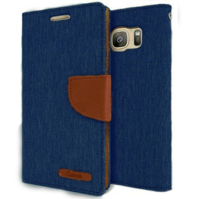 Θήκη Canvas Book Lenovo Vibe S1 - Μπλέ/Καφέ (9080) - OEM