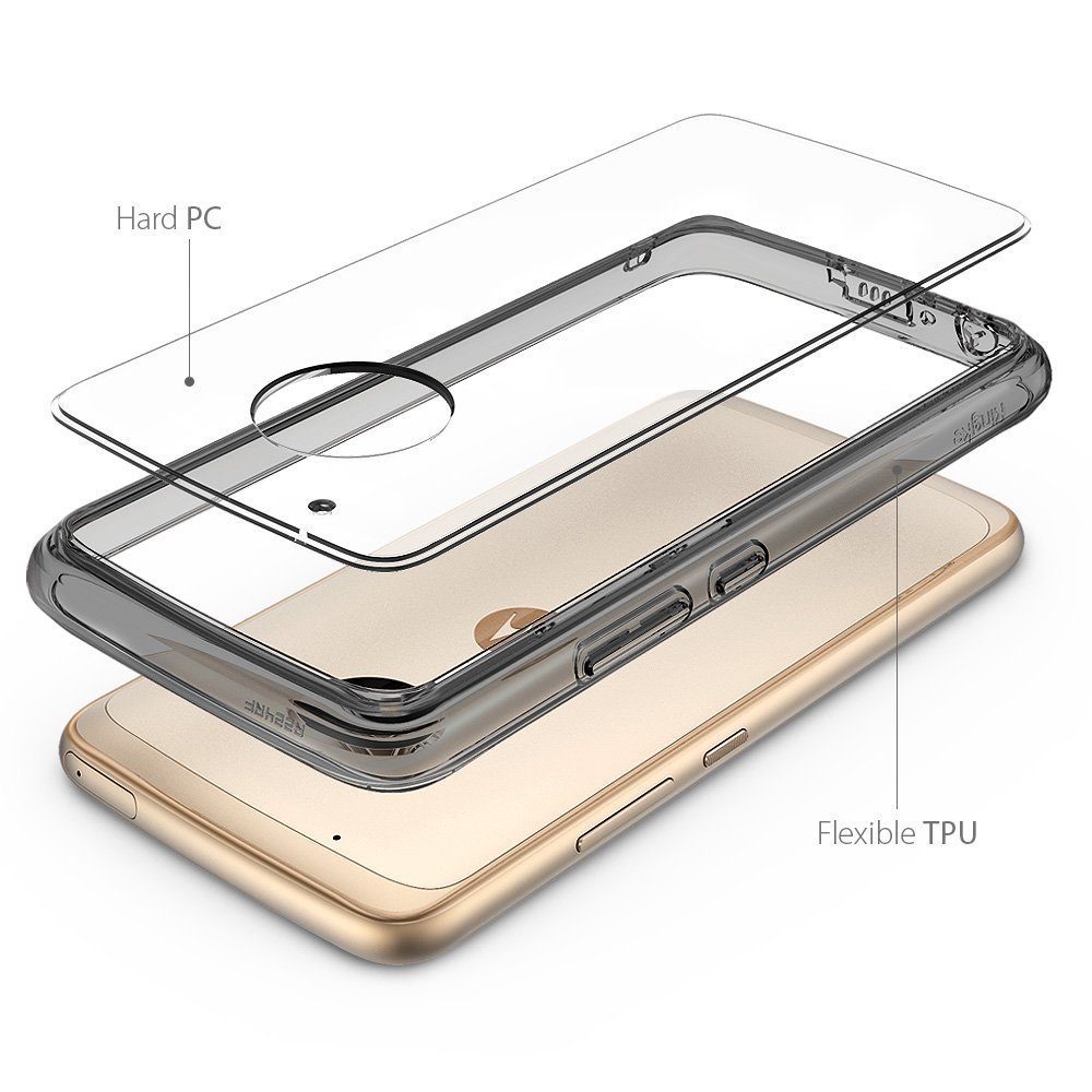 Ringke (Fusion) Διάφανη Θήκη Motorola Moto G5 Plus PC με TPU Bumper + Screen Protector - Smoke Black (10975)