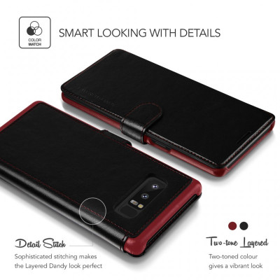 VRS Design Θήκη - Πορτοφόλι Samsung Galaxy Note 8 - Black/Wine (VRSGN8-LDDBK)