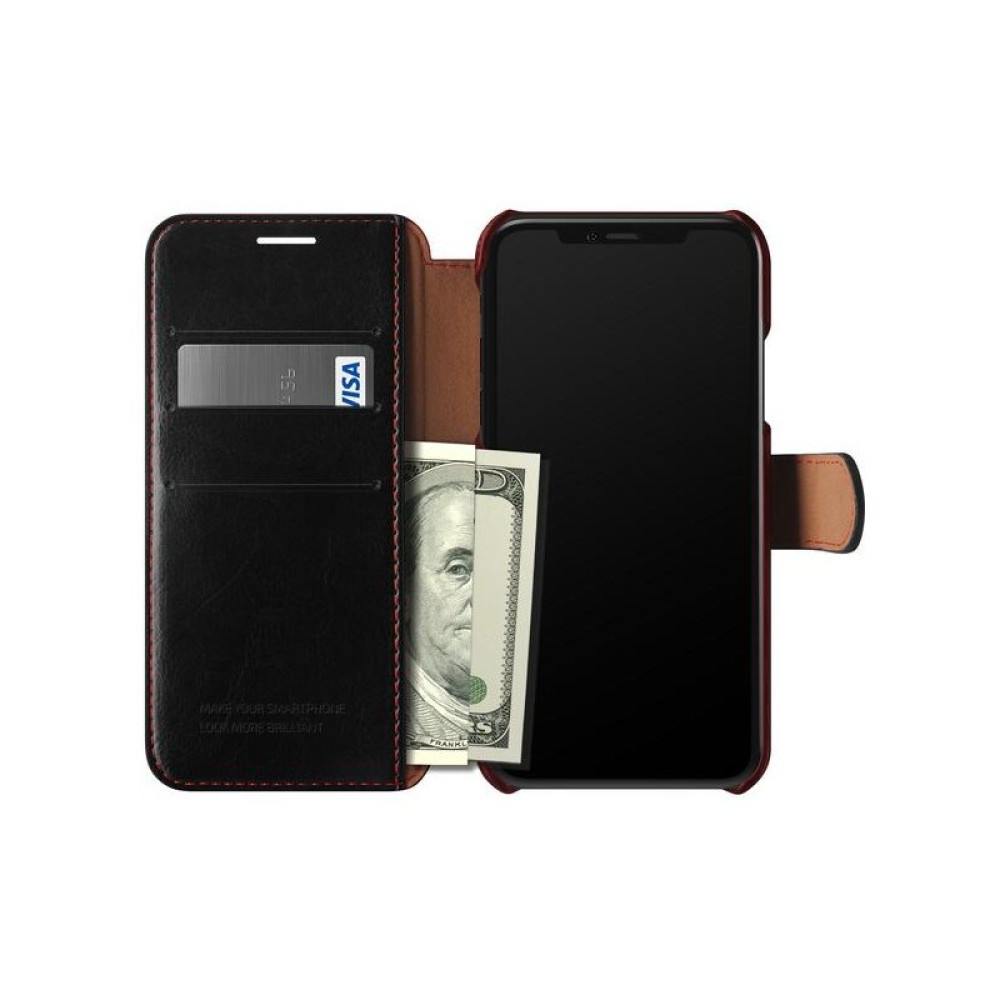 VRS Design Θήκη - Πορτοφόλι iPhone X / XS - Black/Wine (VRSIP8-LDDBK)