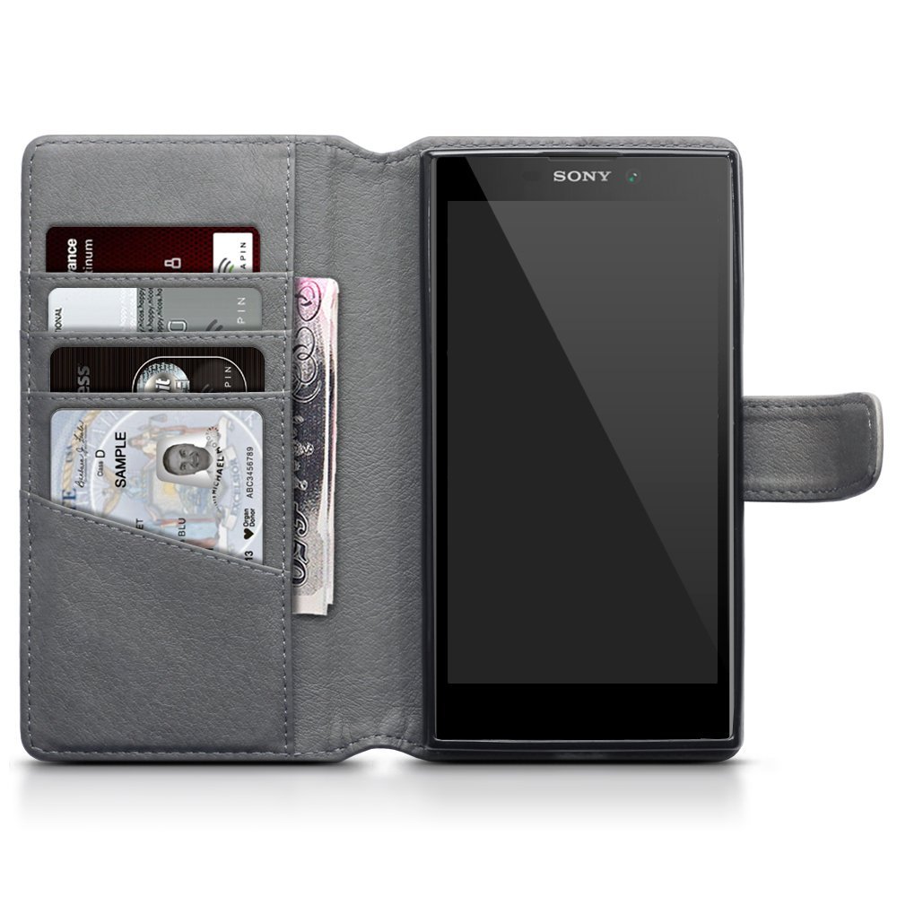 Terrapin Δερμάτινη Θήκη - Πορτοφόλι Sony Xperia L2 - Grey  (117-005-562)