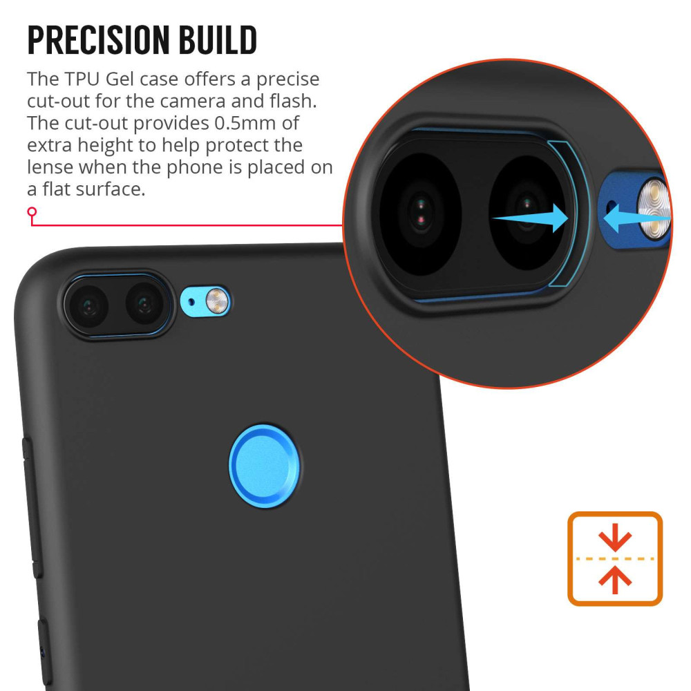 Caseflex Θήκη Σιλικόνης Honor 9 Lite - Solid Black & Screen Protector (HU-AW03-Z756)