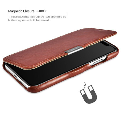 iCarer Vintage Series Side-Open Δερμάτινη Θήκη iPhone X / XS - Brown (RIX15-BN)