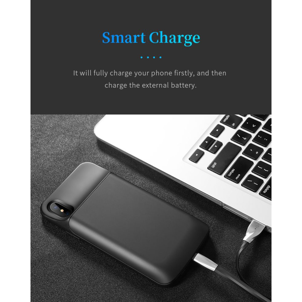 Rock Backpack Θήκη με Ενσωματωμένη Μπαταρία 6000mAh iPhone X / XS - Black (12939)