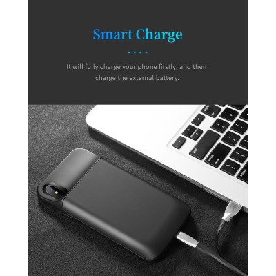 Rock Backpack Θήκη με Ενσωματωμένη Μπαταρία 6000mAh iPhone X / XS - Black (12939)