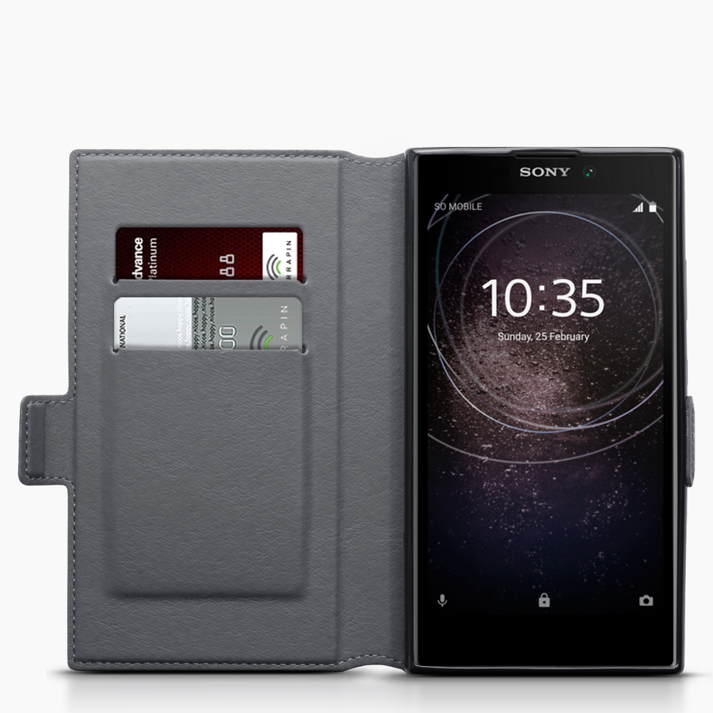 Terrapin Low Profile Δερμάτινη Θήκη - Πορτοφόλι Sony Xperia L2  - Grey (117-005-601)