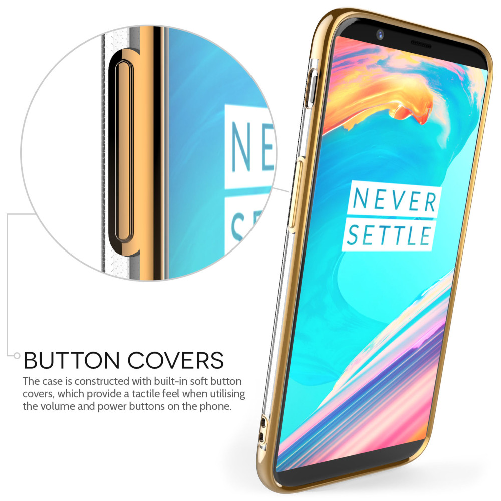 Caseflex Θήκη Σιλικόνη OnePlus 5T - Clear/Gold & Screen Protector (ONE-PLUS-Z408)