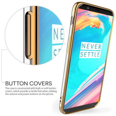Caseflex Θήκη Σιλικόνη OnePlus 5T - Clear/Gold & Screen Protector (ONE-PLUS-Z408)