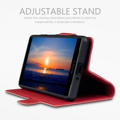 Terrapin Low Profile Δερμάτινη Θήκη - Πορτοφόλι Sony Xperia XZ2 Compact - Red (117-005-627)