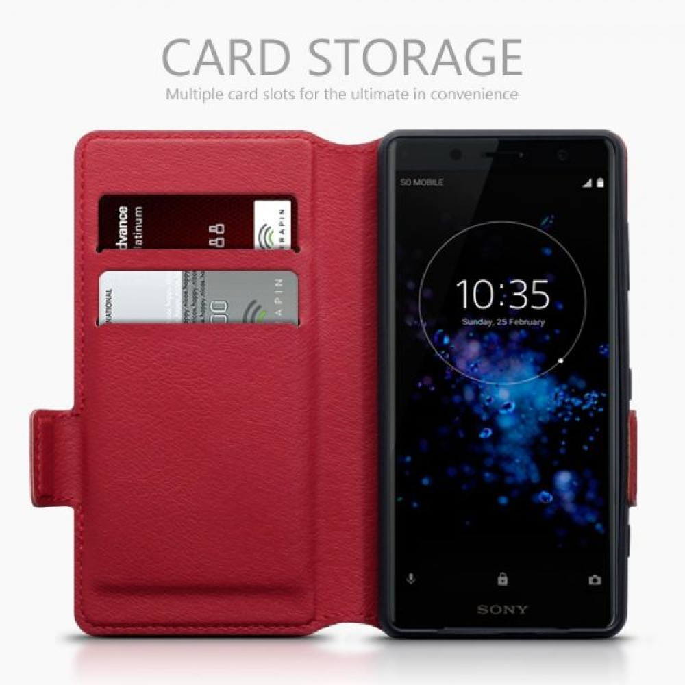 Terrapin Low Profile Δερμάτινη Θήκη - Πορτοφόλι Sony Xperia XZ2 Compact - Red (117-005-627)
