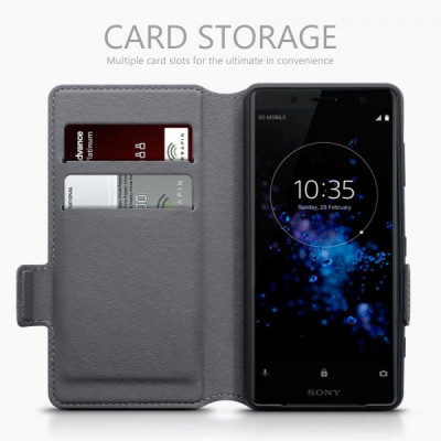 Terrapin Low Profile Δερμάτινη Θήκη - Πορτοφόλι Sony Xperia XZ2 Compact - Grey (117-005-626)