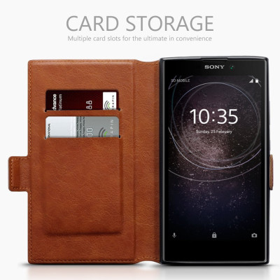 Terrapin Low Profile Δερμάτινη Θήκη - Πορτοφόλι Sony Xperia L2  - Cognac (117-005-600)