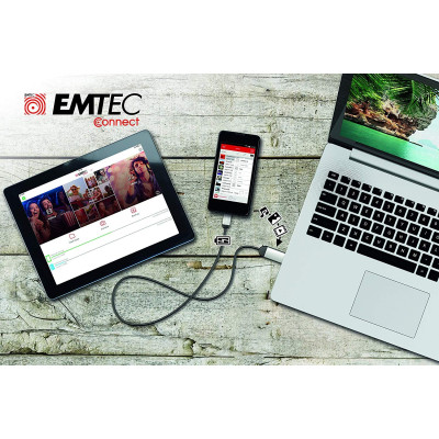Emtec 3-in-1 Flash Drive USB σε Micro-USB - Καλώδιο Φόρτισης & Μεταφοράς Δεδομένων με Ενσωματωμένη Κάρτα Μνήμης 32GB (ECMMD32GT753B)