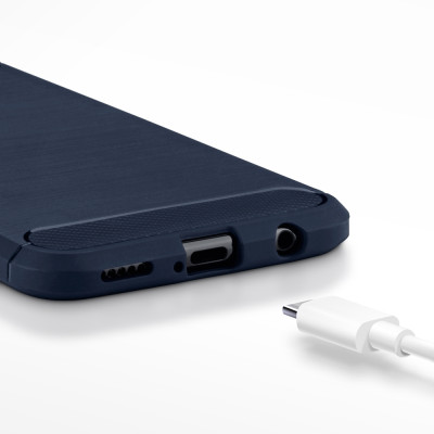 Terrapin Θήκη Σιλικόνης Carbon Fibre Design Huawei Mate 20 Lite - Dark Blue (118-083-185)