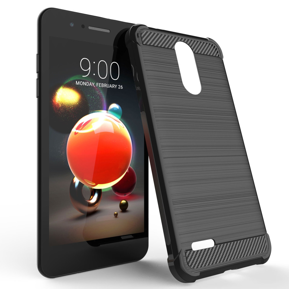 Caseflex Θήκη Σιλικόνης Carbon Fibre Effect LG K9 / K8 2018 - Black (CS000010LG)