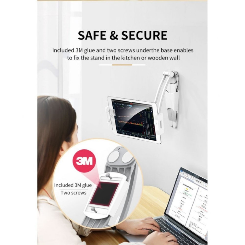 Rock Universal Desktop Stand - Βάση για Smartphones και Tablet από 5'' έως 10.5''  - Silver (47291)