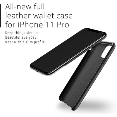 MUJJO Full Leather Wallet Case - Δερμάτινη Θήκη-Πορτοφόλι iPhone 11 Pro - Black (MUJJO-CL-002-BK)