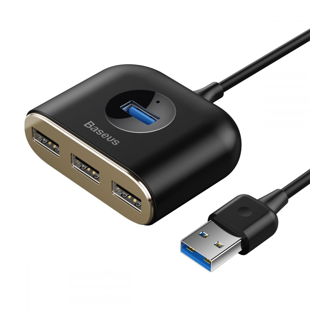 Baseus Square Hub - Αντάπτορας MicroUSB σε USB x 4 - 100cm - Black (CAHUB-AY01)
