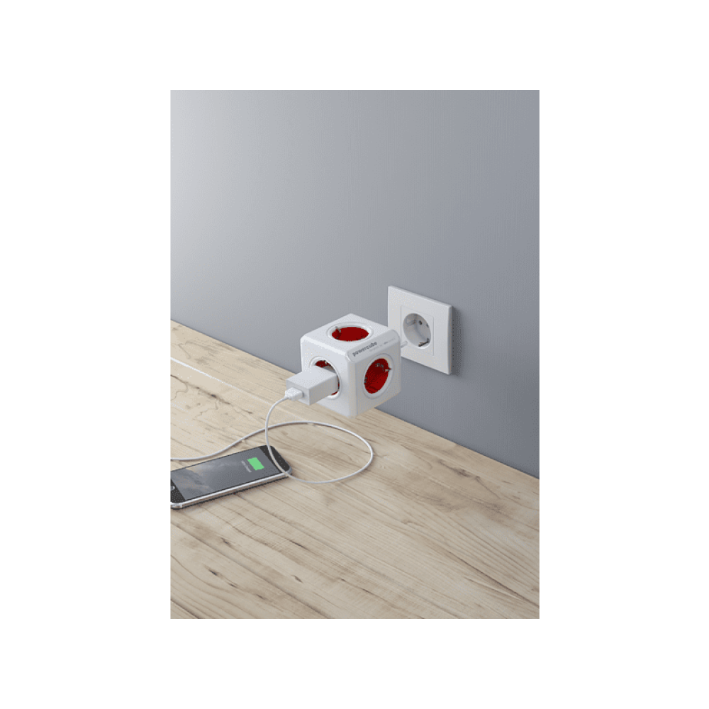 Allocacoc PowerCube Original - Πολύπριζο με 5 Υποδοχές - Red (1100RD/DEORPC)