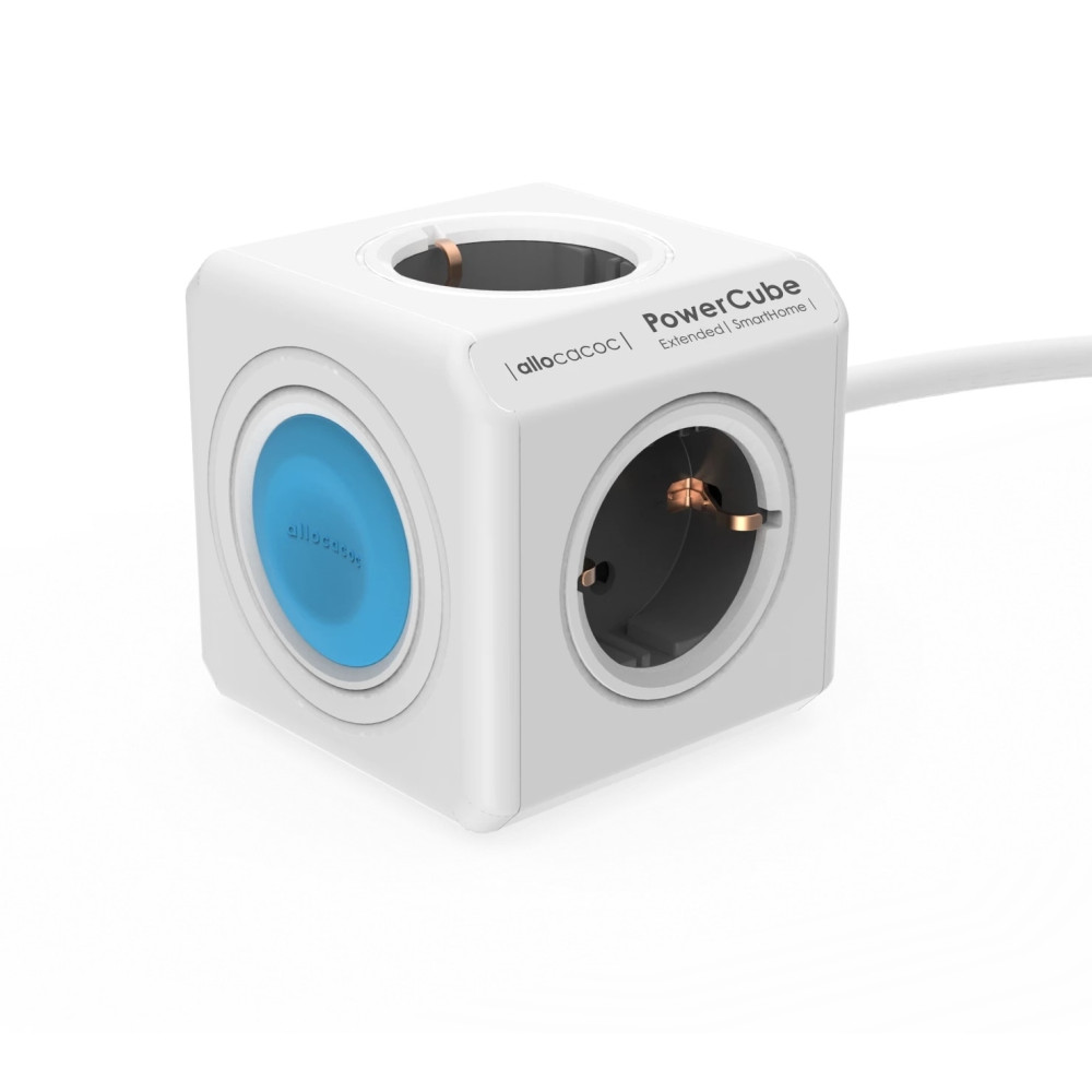 Allocacoc PowerCube Extended Smarthome - Πολύπριζο με 4 Υποδοχές και Σύνδεση με Smartphone - Grey (10753/DEEXSH)