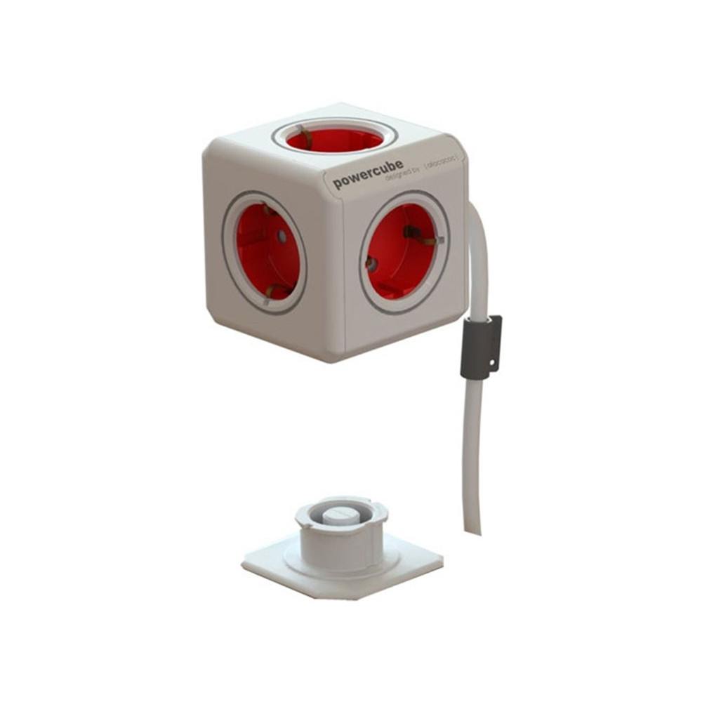 Allocacoc PowerCube Original Extended - Πολύπριζο Με 5 Υποδοχές - Red (1306RD/DEEXPC)