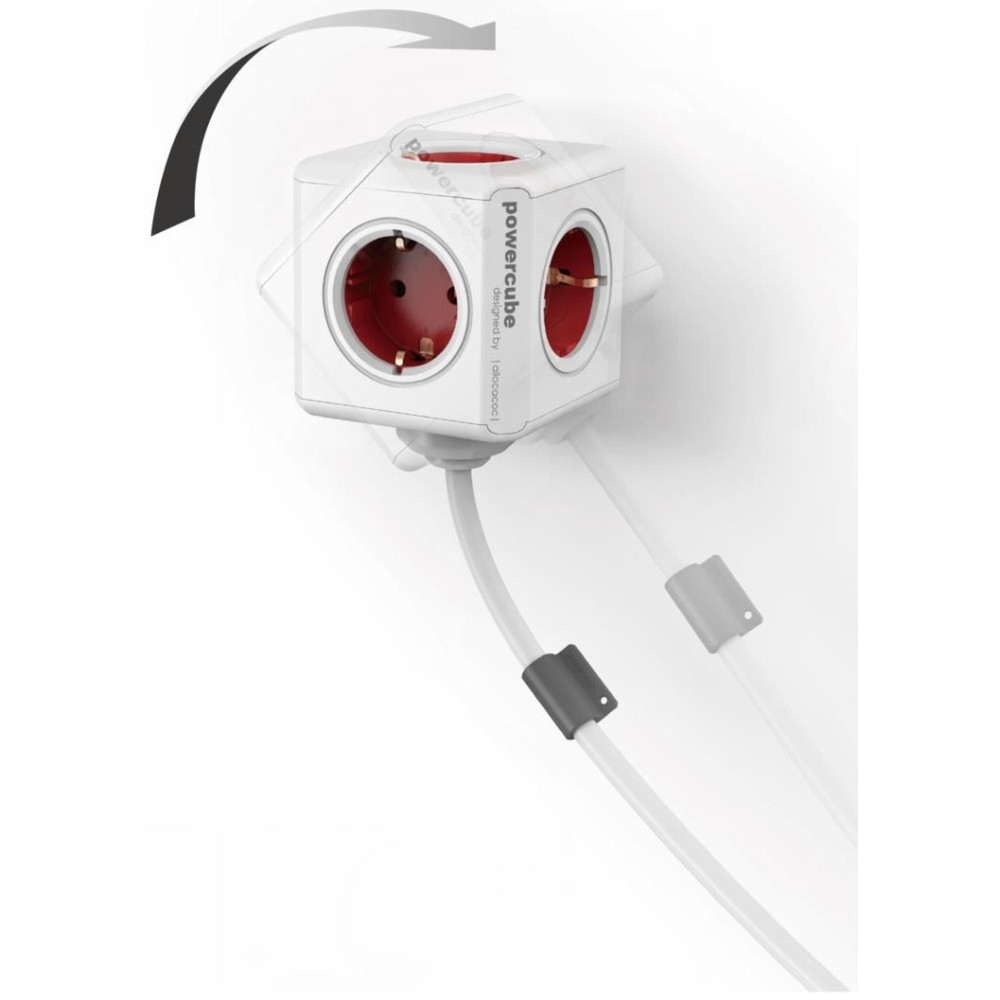 Allocacoc PowerCube Original Extended - Πολύπριζο Με 5 Υποδοχές - Red (1306RD/DEEXPC)