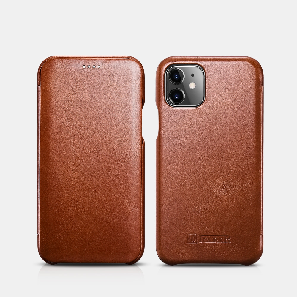 iCarer Vintage Curved Edge Folio - Δερμάτινη Θήκη iPhone 11 - Brown (RIX1102-BN)