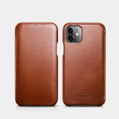 iCarer Vintage Curved Edge Folio - Δερμάτινη Θήκη iPhone 11 - Brown (RIX1102-BN)