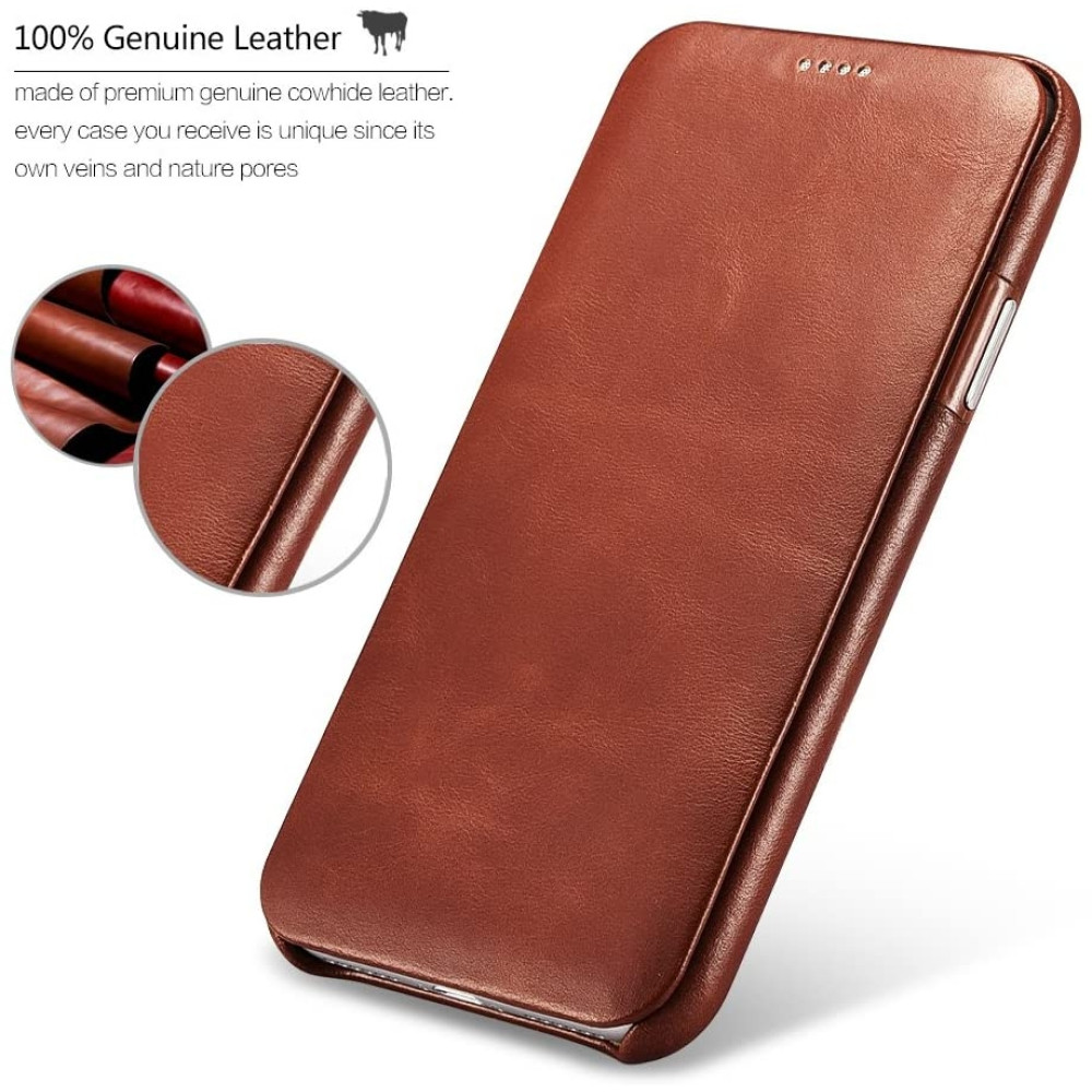 iCarer Vintage Series Curved Edge- Δερμάτινη Θήκη iPhone X / XS - Brown (RIX04a)