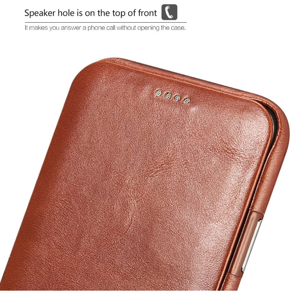 iCarer Vintage Series Curved Edge- Δερμάτινη Θήκη iPhone X / XS - Brown (RIX04a)