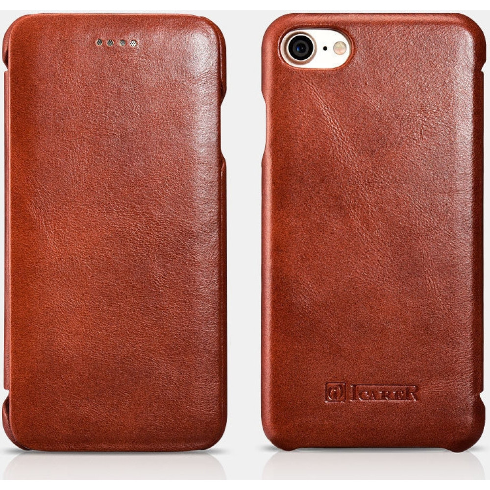 iCarer Vintage Series Curved Edge - Δερμάτινη Θήκη Apple iPhone SE 2022 / 2020 / 8 / 7 - Brown (RIP701-BN)