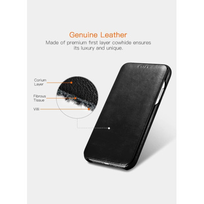 iCarer Vintage Series Curved Edge Folio - Δερμάτινη Θήκη iPhone XS Max - Black (RI902-BΚ)