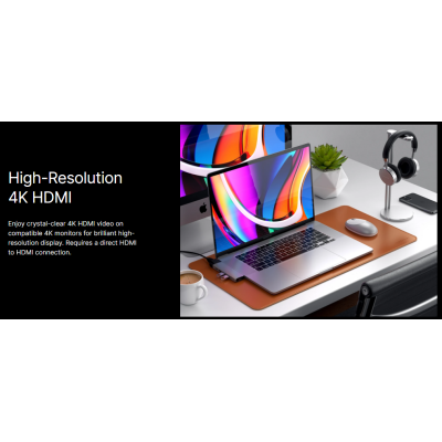 Satechi Type-C Pro Hub Αντάπτορας - Με 1x Type-C / 2x USB-A / 1x 4K HDMI / 1x Ethernet / 1x microSD - Space Grey (ST-TCPHEM)