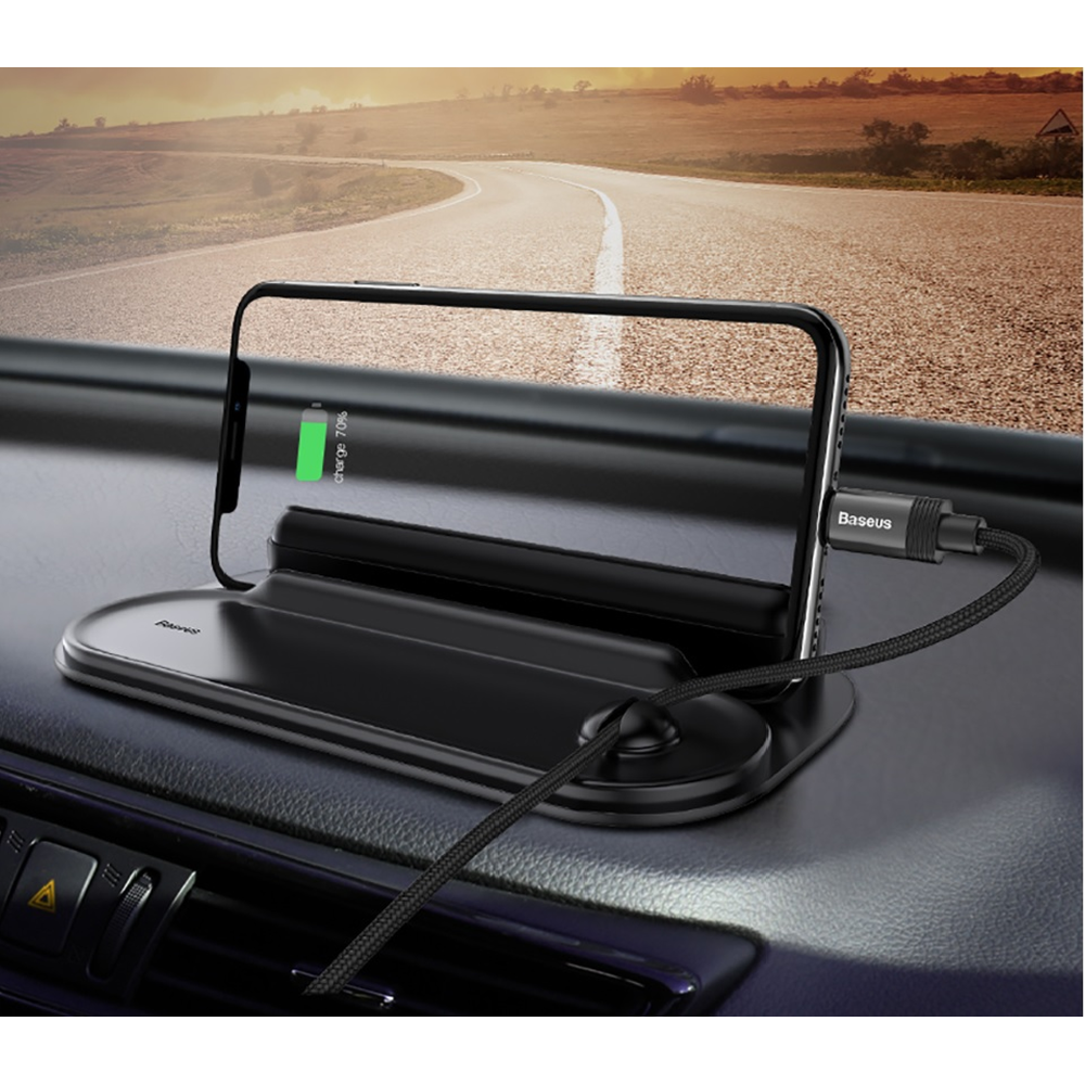 Baseus Silicone Card Bracket With Parking Number Horizon - Βάση Στήριξης Κινητών για Ταμπλό Αυτοκινήτου με Αυτοκόλλητα για Αριθμό Τηλεφώνου - Black (ACNUM-PM01)