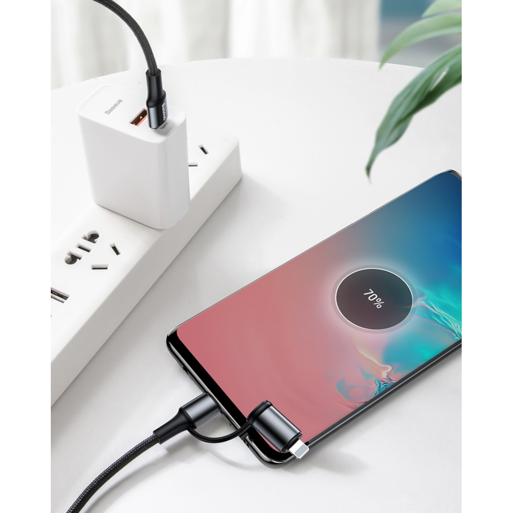 Baseus Καλώδιο Φόρτισης και Μεταφοράς Δεδομένων 2 σε 1 - Type-C σε Type-C & Type-C σε Lightning 100cm 60W - Black (CATLYW-I01)