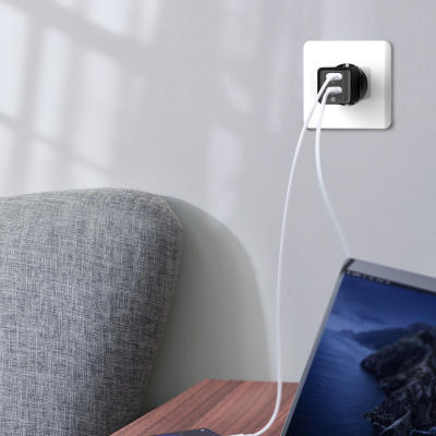 Baseus PD - Φορτιστής Ταξιδιού με Αποσπώμενο Καλώδιο και Υποδοχές Type-C x 1  / USB-A x 1 - 45W - Black (CCGAN-U01)