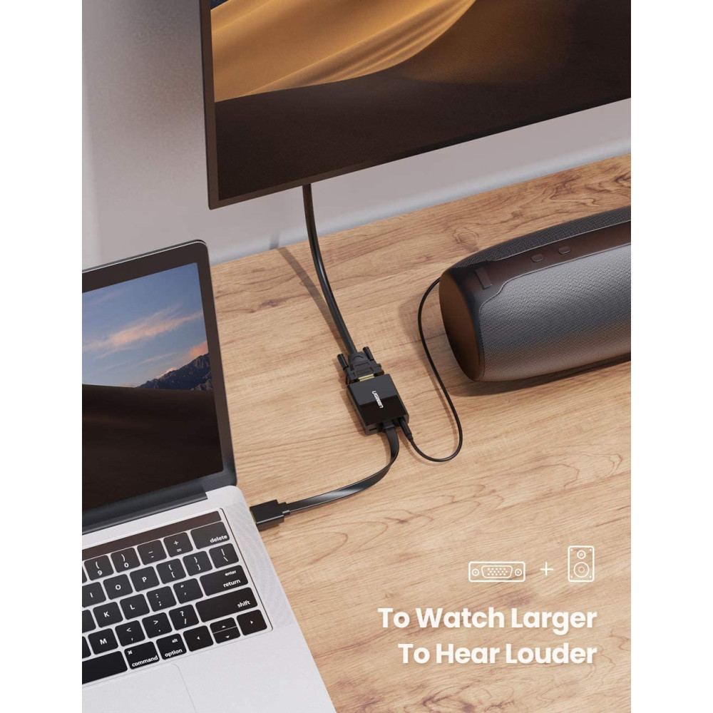 Ugreen Αντάπτορας HDMI σε VGA με Υποδοχές 3.5mm Jack Ήχου & Micro USB - Black (40248)