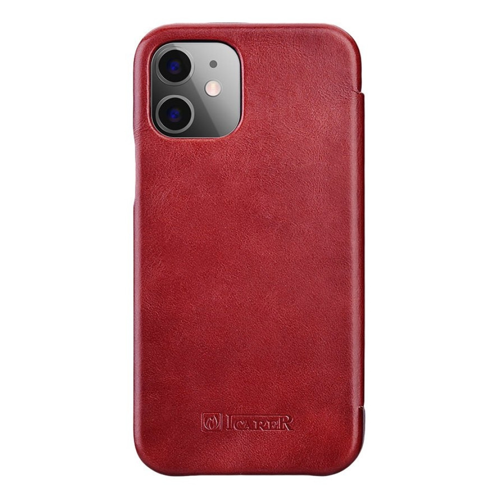 iCarer Vintage Series Curved Edge - Δερμάτινη Θήκη Apple iPhone 12 mini - Red (RIX1203-RD)