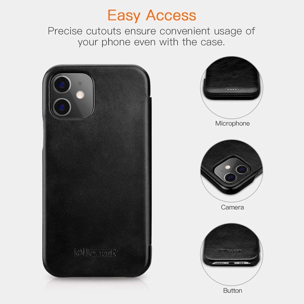iCarer Vintage Series Curved Edge - Δερμάτινη Θήκη Apple iPhone 12 mini - Black (RIX1203-BK)