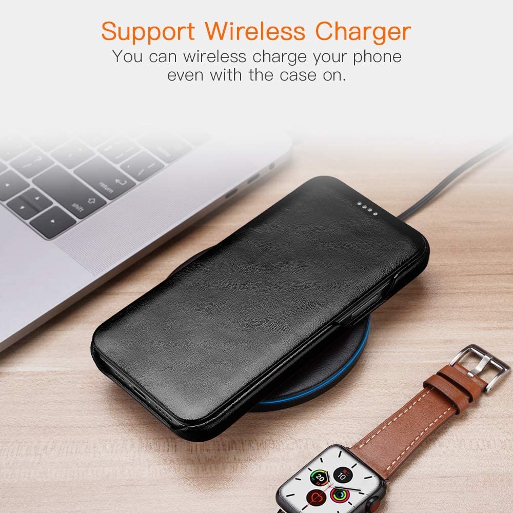 iCarer Vintage Series Curved Edge - Δερμάτινη Θήκη Apple iPhone 12 / 12 Pro - Black (RIX1201-BK)