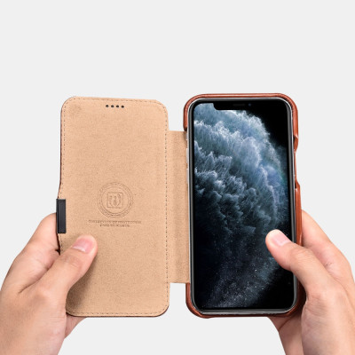 iCarer Vintage Series Side-Open Δερμάτινη Θήκη Apple iPhone 12 / 12 Pro - Black (RIX1210-BK)