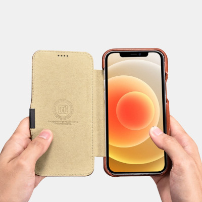 iCarer Vintage Series Side-Open Δερμάτινη Θήκη Apple iPhone 12 Pro Max - Black (RIX1211-BK)