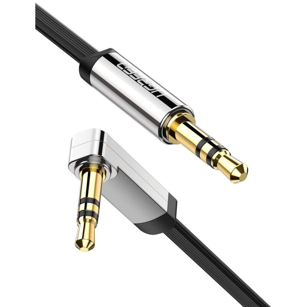 Ugreen Flat Καλώδιο Ήχου Aux Audio - 3.5mm Jack (male) σε 3.5mm Jack Ορθή Γωνία (male) 200cm - Black (10599)
