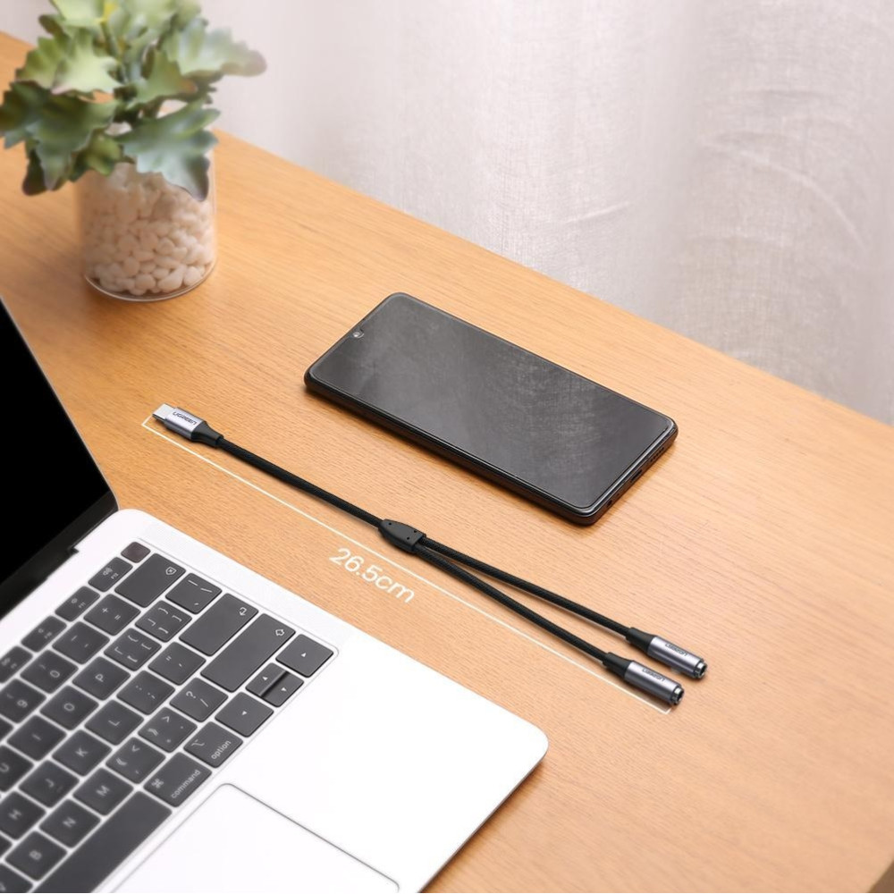 Ugreen Αντάπτορας Type-C (male) σε 3.5mm Jack x2 (female) - Dark Gray (30732)