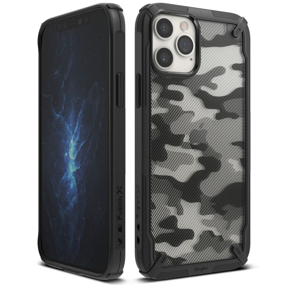 Ringke Fusion-X Θήκη Apple iPhone 12 / 12 Pro - Camo Black (75217)