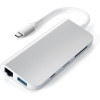Satechi Αντάπτορας Type-C Multimedia - Με 1x Type-C / 1x 4K HDMI / 3x USB-A / 1x mini-DisplayPort / 1x Ethernet / 1x microSD / 1x SD - Silver (ST-TCMM8PAS)