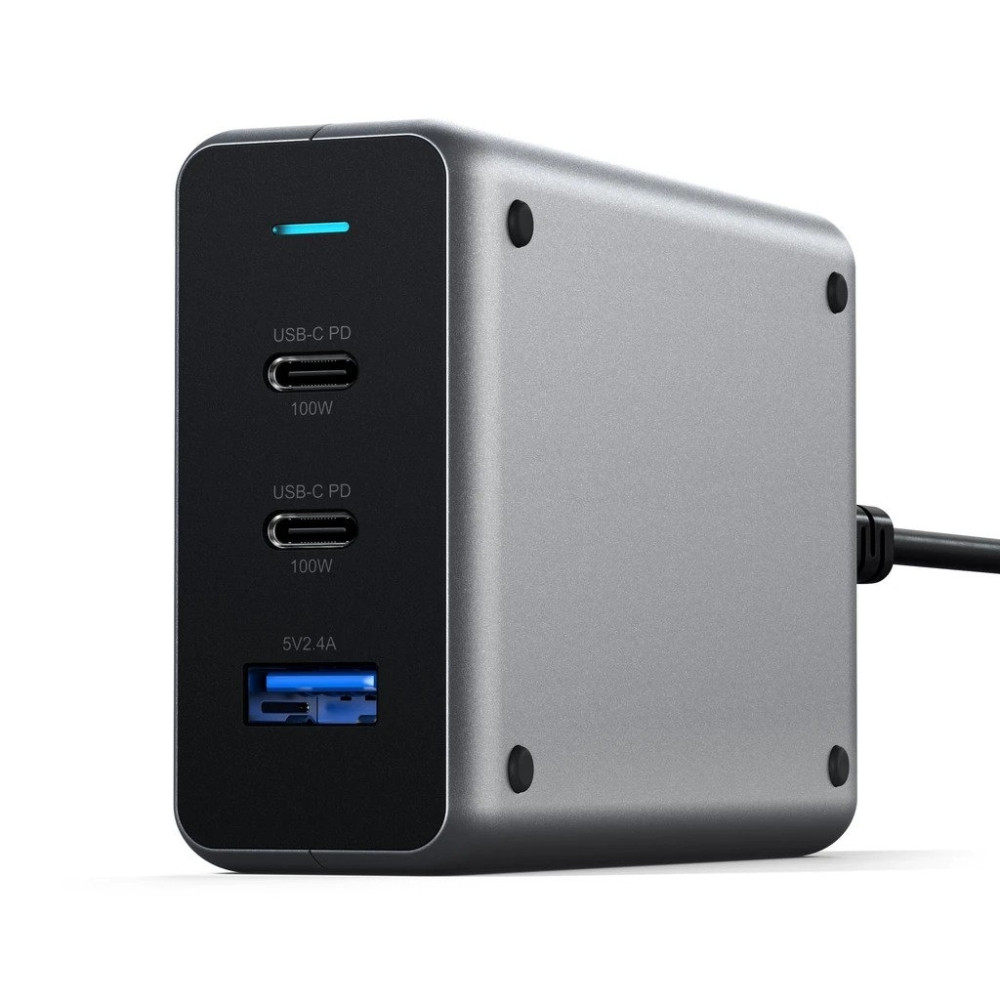 Satechi Compact Dual GaN Φορτιστής Ταξιδιού 100W - Με x1 USB-A / x2 USB Type-C - Space Grey (ST-TC100GM-EU)